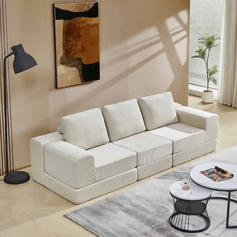 Modern Compressed Sectional Corner Sofa - Beige - 3 Seat - Compressed Sofa