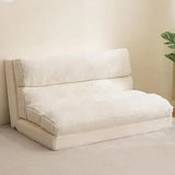 Modern Convertible Bean Bag Folding Fur Sofa Bed - Beige Fur - Compressed Sofa