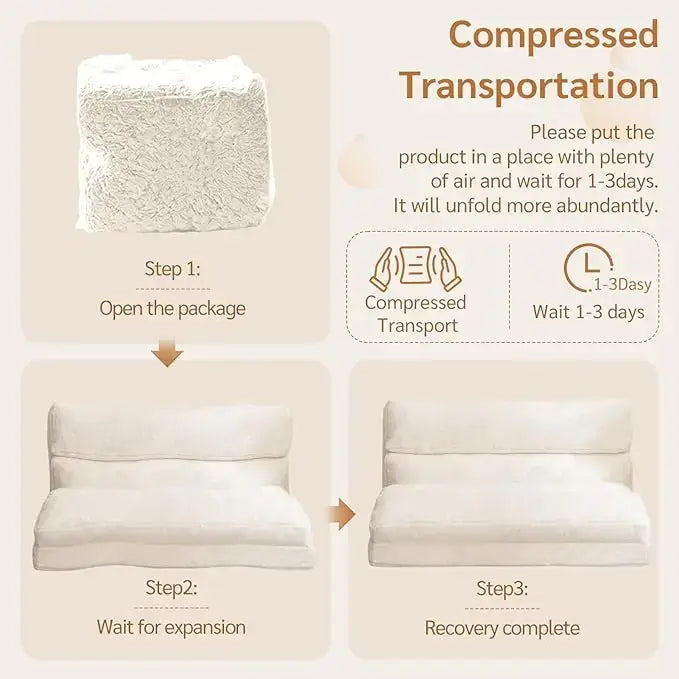 Modern Convertible Bean Bag Folding Fur Sofa Bed - Compressed Sofa