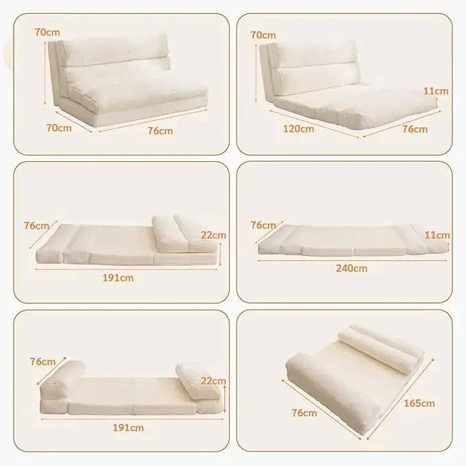 Modern Convertible Bean Bag Folding Fur Sofa Bed - Compressed Sofa