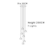 Modern Crystal Chandelier LED Long Pendant - Dia 30cm 7Lights / Warm white 3000K - Lamps