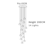 Modern Crystal Chandelier LED Long Pendant - Dia 45cm 14Lights / Warm white 3000K - Lamps
