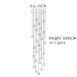 Modern Crystal Chandelier LED Long Pendant - Dia 70cm 30Lights / Warm white 3000K - Lamps