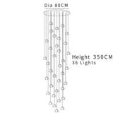 Modern Crystal Chandelier LED Long Pendant - Dia 80cm 36Lights / Warm white 3000K - Lamps
