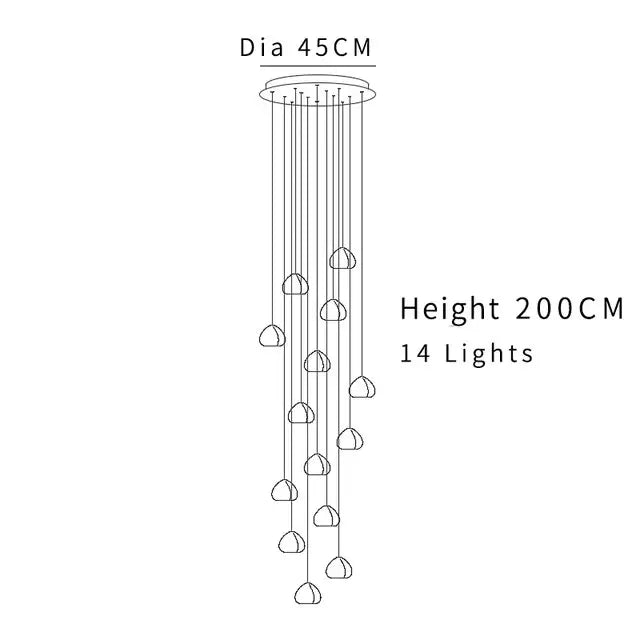 Modern Crystal Chandelier LED Long Pendant - Dia 45cm 14Lights / Warm white 3000K - Lamps