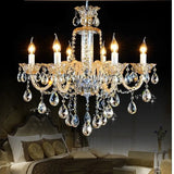 Modern Crystal K9 Candle Chandelier Lamp - 6 Arm Lights / Silver Metal / Without Bulbs|110v-127v - Chandelier