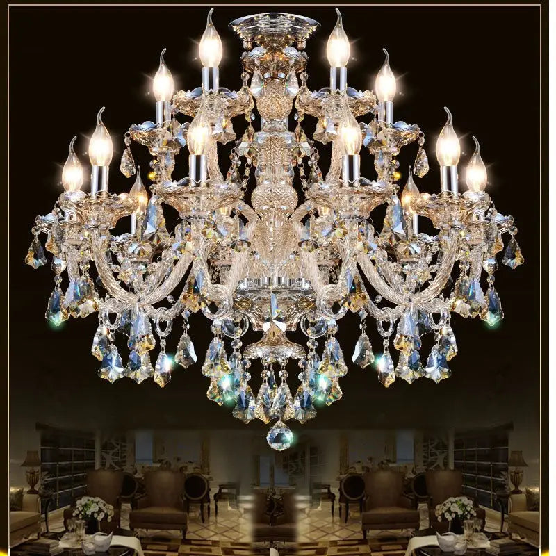 Crystal K9 Chandelier Polished Chrome Flush Mount Lighting - view 6