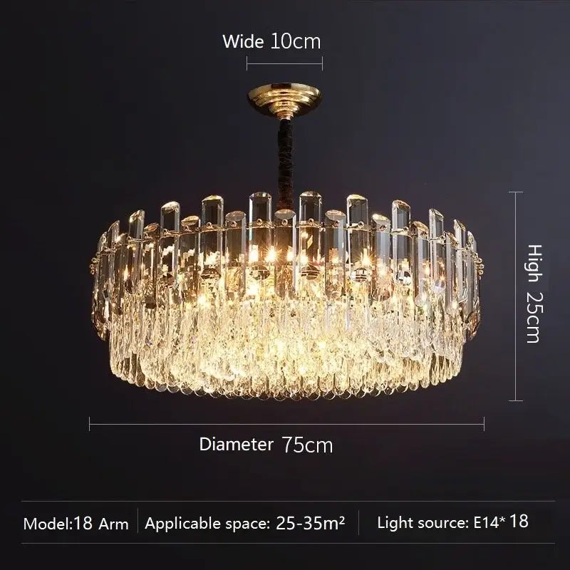 Modern Crystal Luxury Chandelier Golden Lamp - Diameter 75cm / Warm white - Chandelier