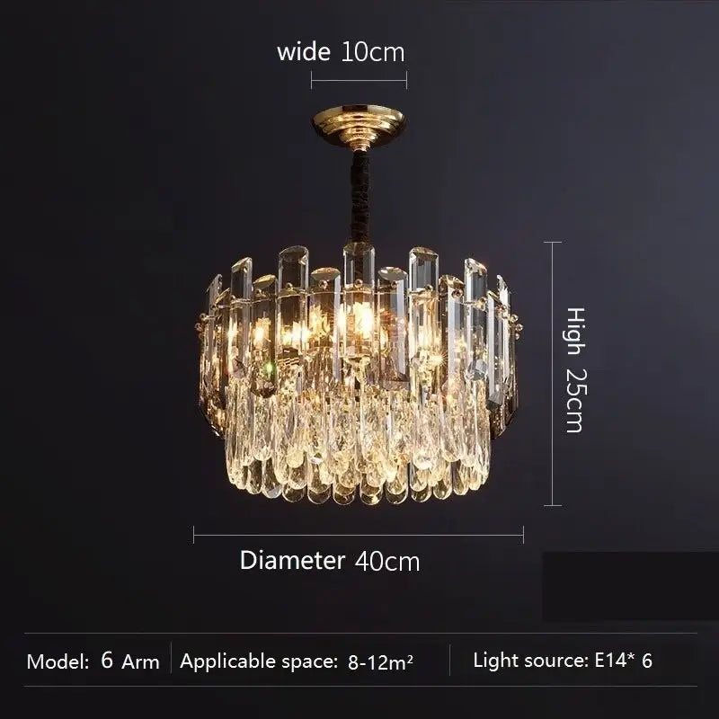 Crystal Golden Chandelier Flush Mount Lighting 40-75cm - view 8