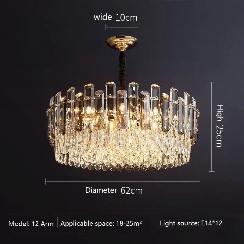 Crystal Golden Chandelier Flush Mount Lighting 40-75cm - view 9