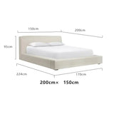 Modern Double Soft Fabric Upholstery Bed Frame - Bedroom