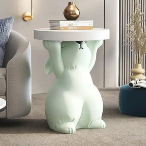 Modern Floor Standing Rabbit Sculpture Tray Table - Multifunctional coffee table