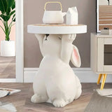 Modern Floor Standing Rabbit Sculpture Tray Table - White - Multifunctional coffee table