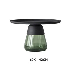 Modern Artistic Glass Round Coffee End Table - Multifunctional coffee table