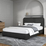 Modern Headboard Rounded Corners Frame Platform Bed - Black / Queen - Home
