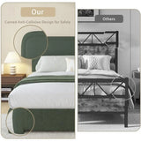 Modern Headboard Rounded Corners Frame Platform Bed - Home