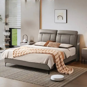 Modern High Headboard Double Bed Frame - Bedroom