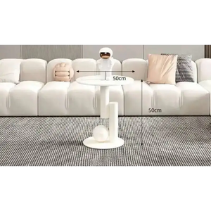 Modern Irregular Base Oval Side Coffee Table - White Table 50cm - Multifunctional coffee table