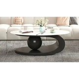 Modern Irregular Base Oval Side Coffee Table - Black 100x50x42cm - Multifunctional coffee table