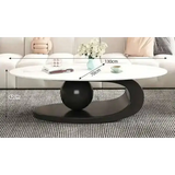 Modern Irregular Base Oval Side Coffee Table - Black 130x70x42cm - Multifunctional coffee table