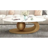 Modern Irregular Base Oval Side Coffee Table - Gold 130x70x42cm - Multifunctional coffee table