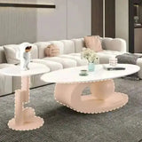 Modern Irregular Base Oval Side Coffee Table - Multifunctional coffee table