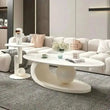Modern Irregular Base Oval Side Coffee Table - White 100x50x42cm - Multifunctional coffee table