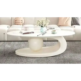 Modern Irregular Base Oval Side Coffee Table - White 120x60x42cm - Multifunctional coffee table