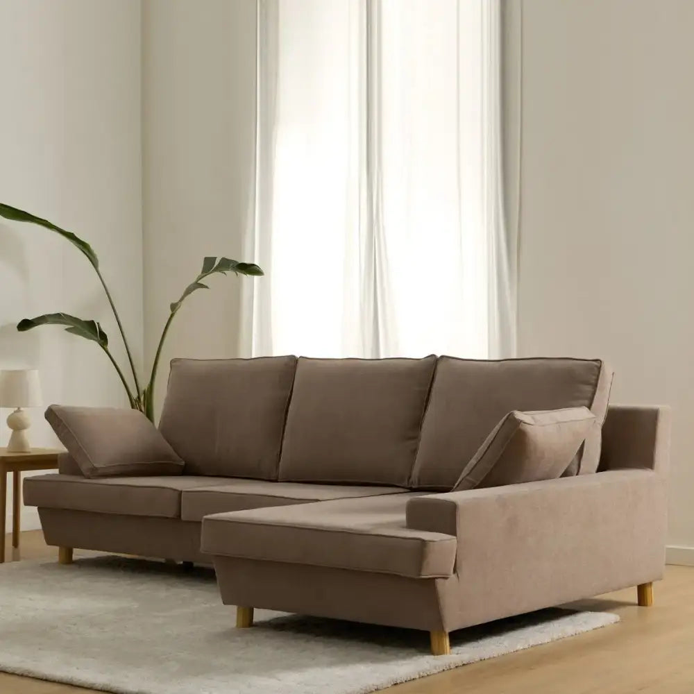 Modern Italian Style L Shaped Couch Sofa - Brown - Sofa
