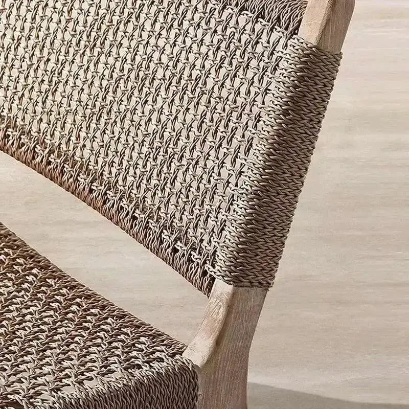 Modern Japanese Garden Sofa in neutral tones showing waterproof fabric texture and contemporary japandi design details.