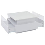 Modern LED 2 Drawers Transparent Coffee Table - White - Multifunctional coffee table