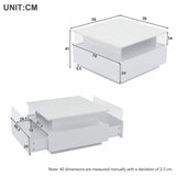 Modern LED 2 Drawers Transparent Coffee Table - White - Multifunctional coffee table