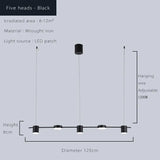 Modern Led Ceiling Chandelier Hanging Lamp - 5 heads black / switch control|Cold White - Hanging Light