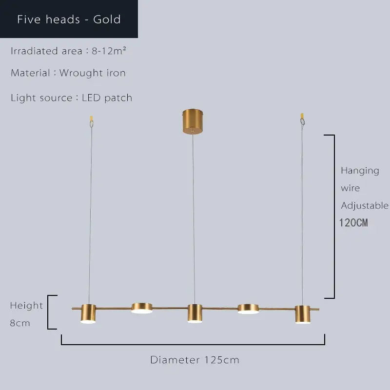Modern Led Ceiling Chandelier Hanging Lamp - 5 Heads Gold / switch control|Cold White - Hanging Light