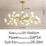 Modern LED Chandelier Light Tree Branch Firefly - Gold 54 Heads / Glass lampshade / Warm White 3000K - Lamps
