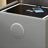 Modern LED Nightstand with Charger Drawers with Key - Bedside Table