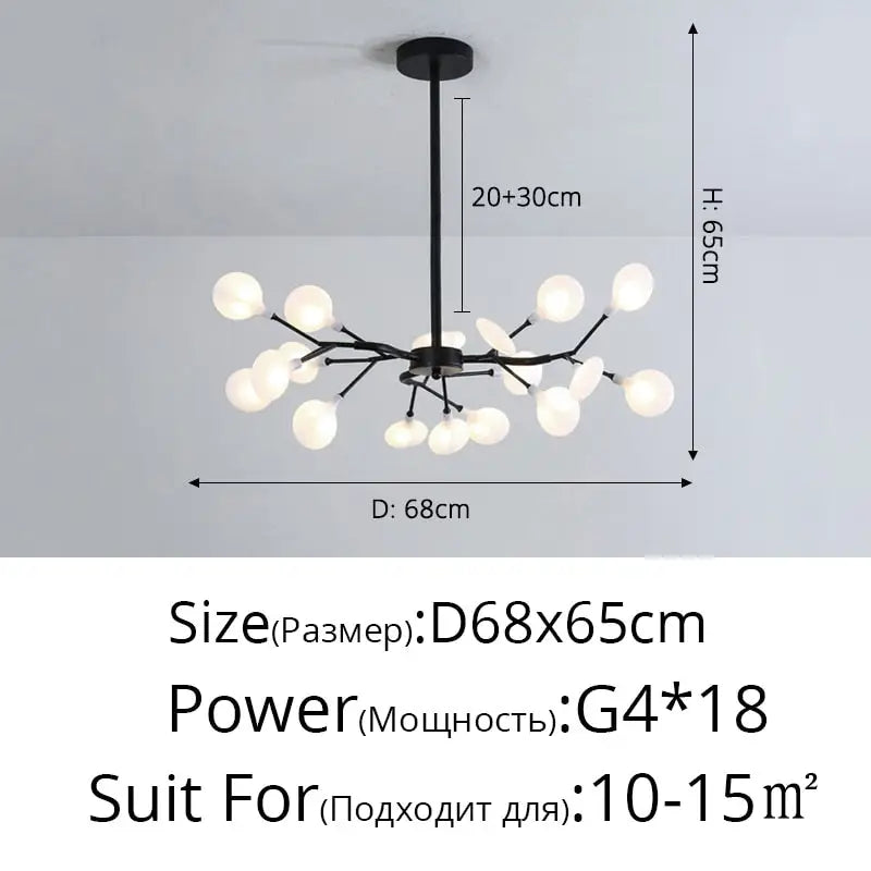 Modern LED Nordic Firefly Lamp - Black A 18 Heads / Warm White no remote - Ceiling Light