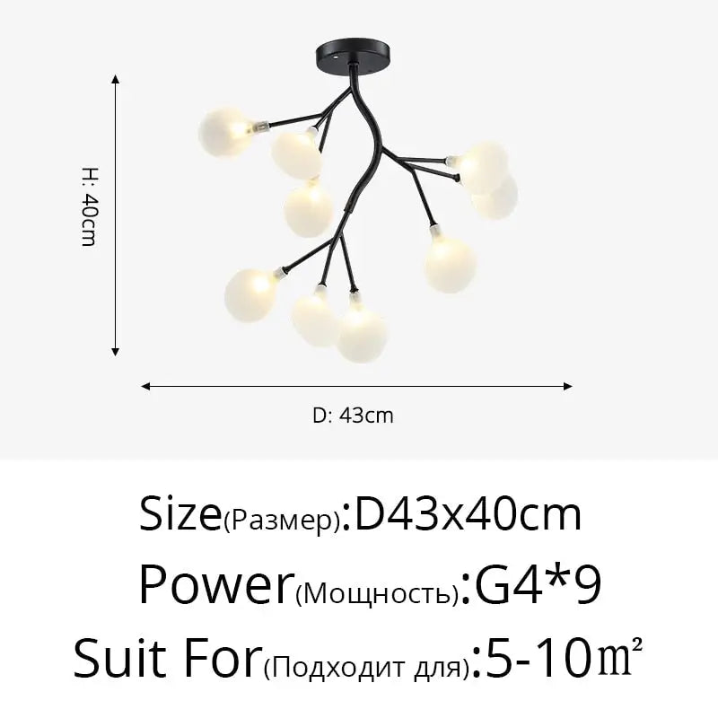 Modern LED Nordic Firefly Lamp - Black A 9 Heads / Warm White no remote - Ceiling Light