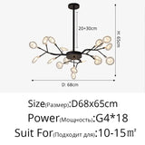 Modern LED Nordic Firefly Lamp - Black B 18 Heads / Warm White no remote - Ceiling Light