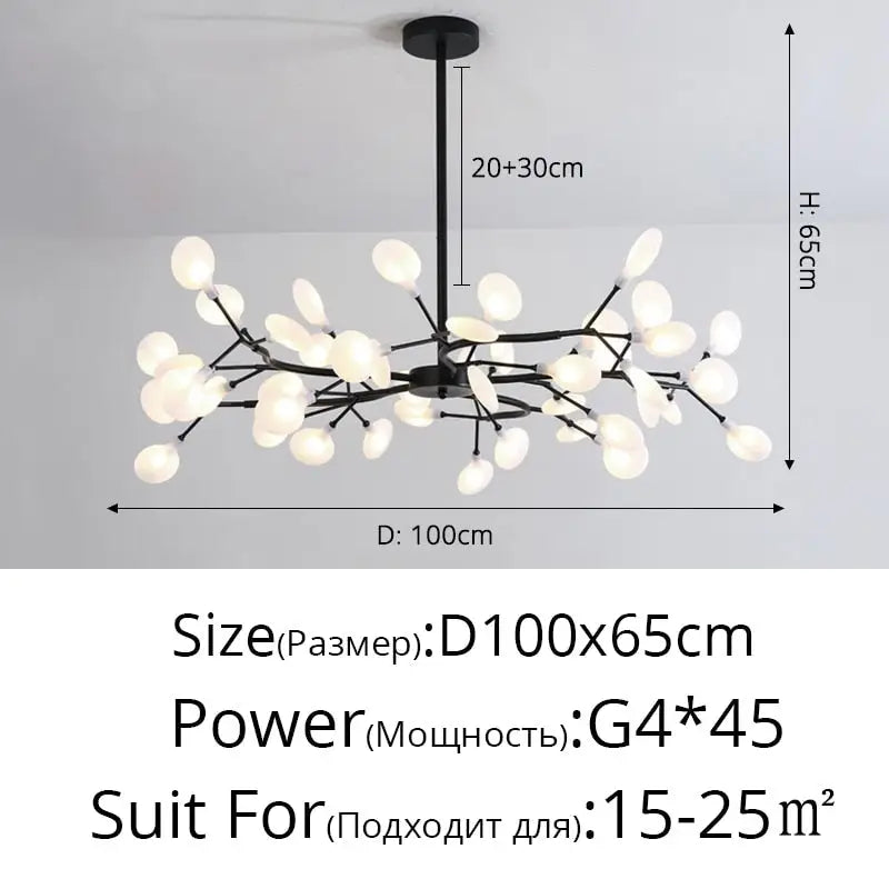Modern LED Nordic Firefly Lamp - Black A 45 Heads / Warm White no remote - Ceiling Light