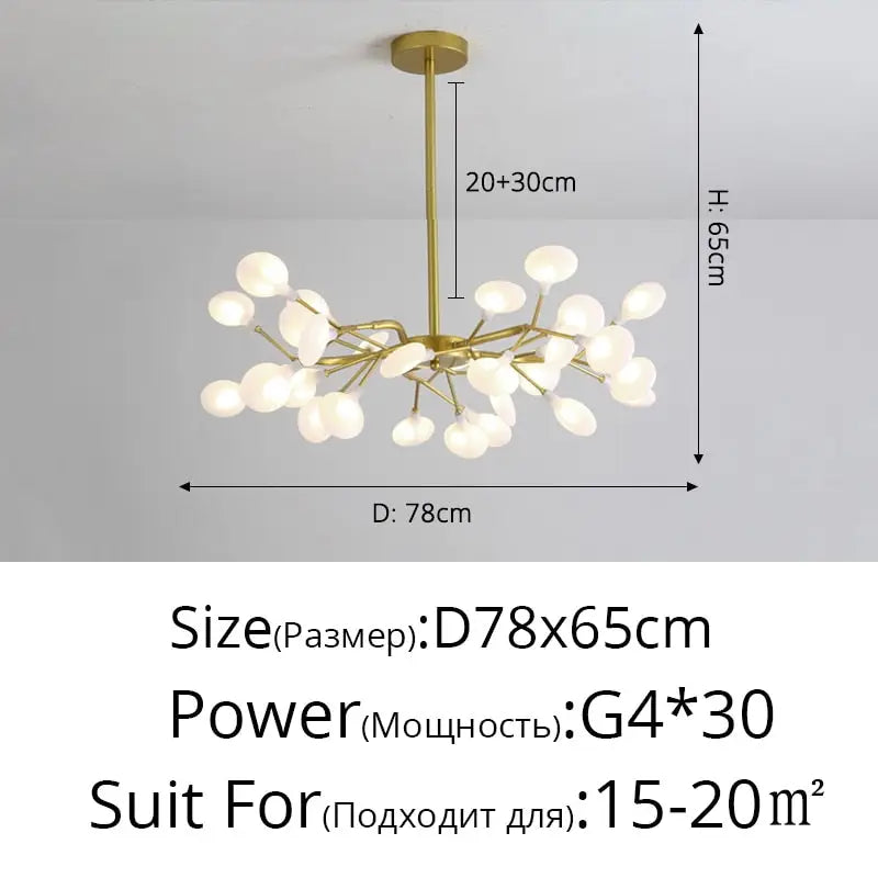 Modern LED Nordic Firefly Lamp - Gold A 30 Heads / Warm White no remote - Ceiling Light