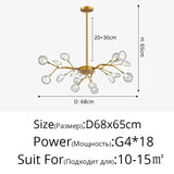 Modern LED Nordic Firefly Lamp - Gold B 18 Heads / Warm White no remote - Ceiling Light