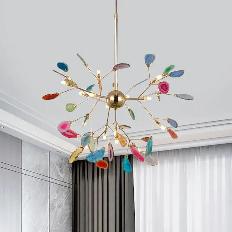 Modern Led Tree Chandeliers - Colorful agate / 16 Lights - Lamps