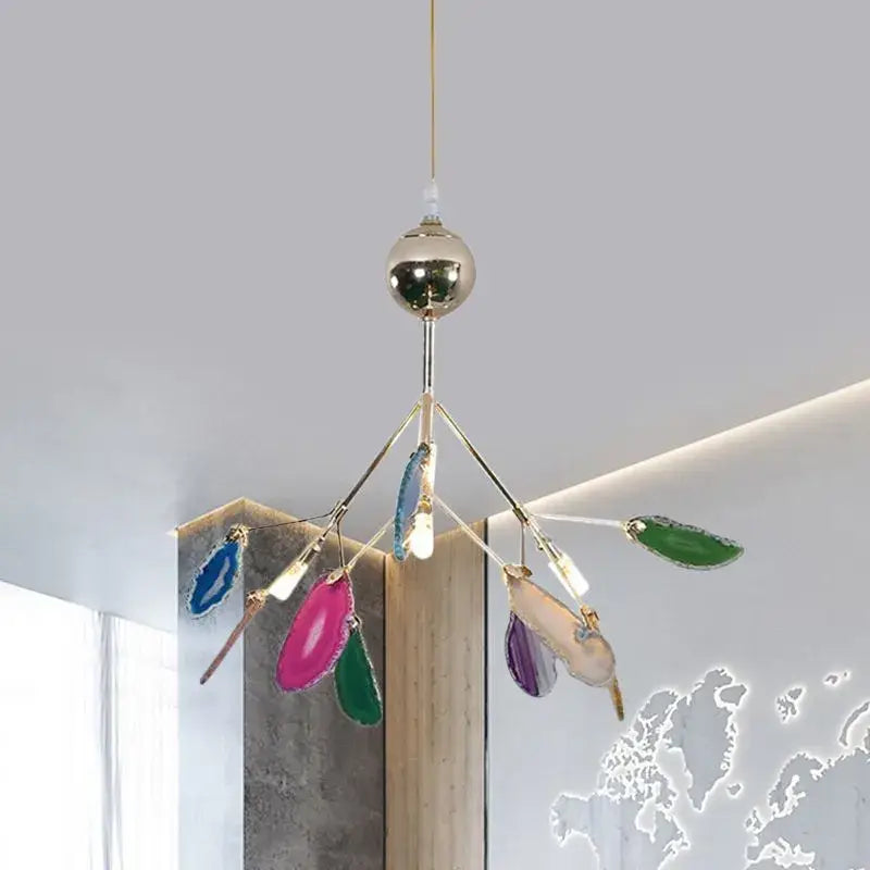 Modern Led Tree Chandeliers - Colorful agate / 4 Lights - Lamps