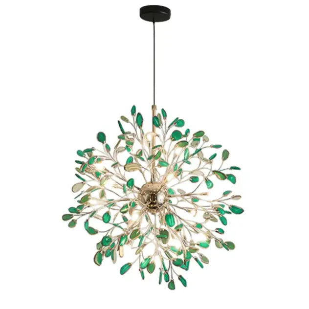 Modern Led Tree Chandeliers - Green agate / 20 Lights - Lamps
