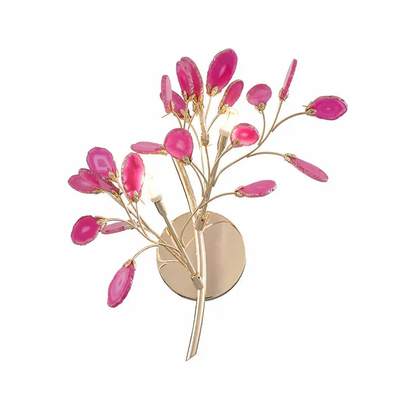 Modern Led Tree Chandeliers - Pink Red agate / 2 Lights - Lamps