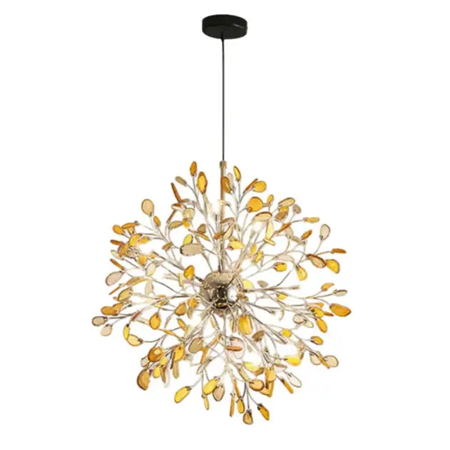 Modern Led Tree Chandeliers - Yellow agate / 20 Lights - Lamps