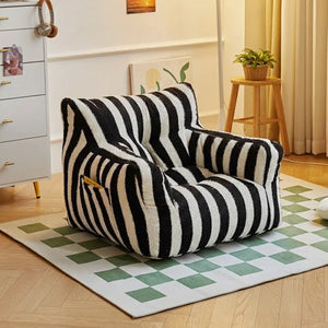 Modern Lightweight Stripe Bean Bag Chair - Black Stripes - Sofa