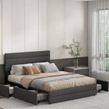 Modern Linen Fabric Storage Upholstered Bed Frame - Bedroom