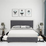 Modern Linen Fabric Storage Upholstered Bed Frame - Gray / 150 x 200cm - Bedroom